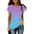 thumbnail image 5 of Kaemgyyd Womens Summer Tops Gradient Short Sleeve T Shirts Cute Cutout Trendy Dressy Casual V Neck Loose Fit Blouse, 5 of 6