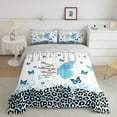 thumbnail image 2 of jejeloiu Kawaii Butterfly Full Size Comforter Sets,Chic Leopard Print Bedding Comforter Set,Blue Black Bedding Sets For Girls Teens,Ultra Soft Home Decor,3 Pieces, 2 of 8