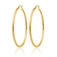 thumbnail image 5 of 14K Solid Yellow Gold 2mm Round Tube Large Hoop Earrings, 5 of 10