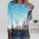 thumbnail image 1 of Pntutb - Camiseta holgada con estampado de moda para mujer, blusa de manga larga, cuello redondo, tops casuales Pntutb Pntutb-1520, 1 of 5