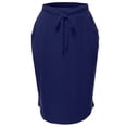 thumbnail image 2 of A2Y Women's Elastic Waist Self Tie Tulip Hem Side Pocket Skirt Light Navy 2XL, 2 of 5