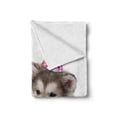 thumbnail image 2 of Birthday Soft Flannel Fleece Throw Blanket, Dog and Cat Domestic Animals with Birthday Party Cones and Cupcake Image, Cozy Plush for Indoor and Outdoor Use, 50" x 70", White and Brown, by Ambesonne, 2 of 6