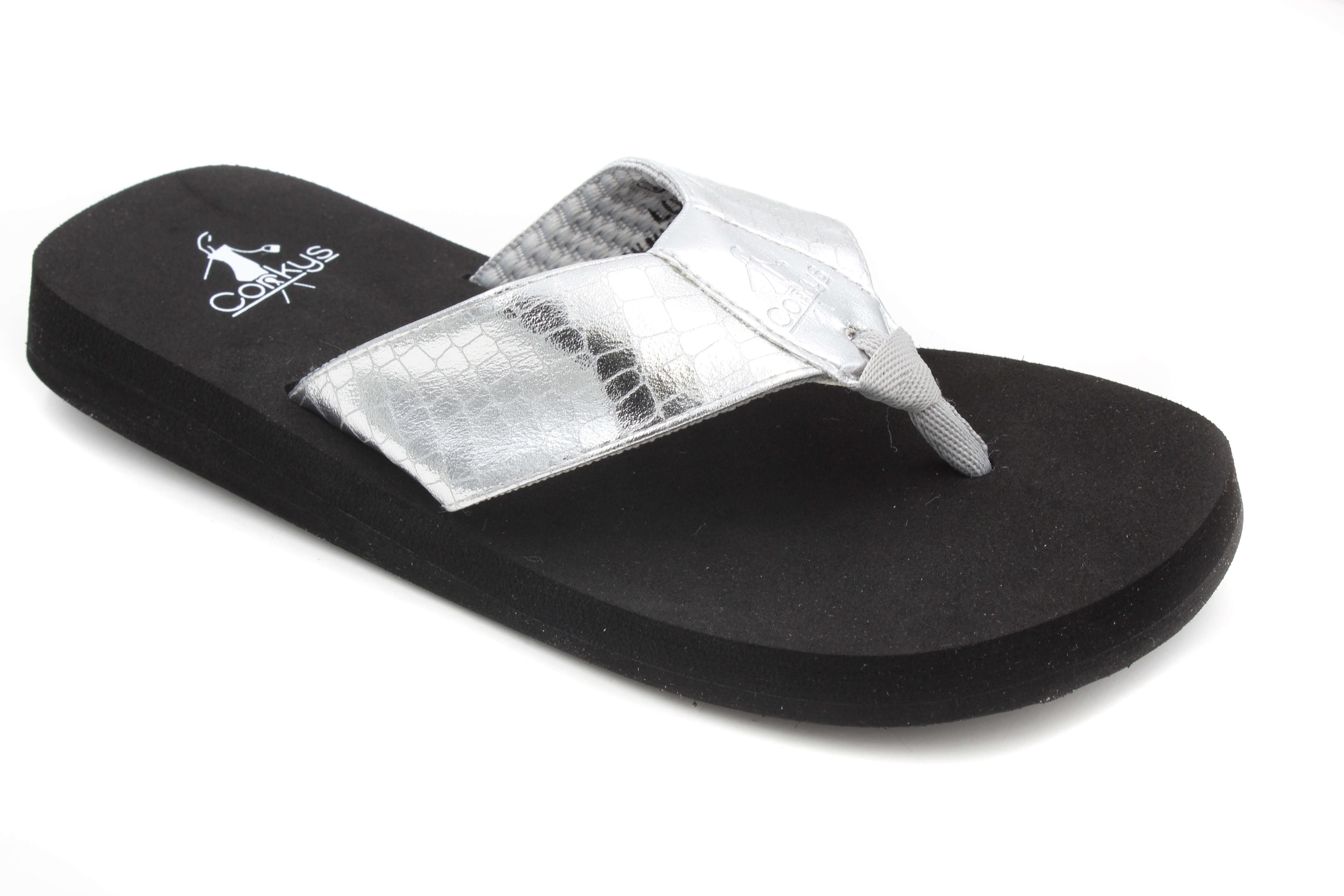 Corkys Womens Lumi EVA Flip Flop Sandal (Silver, 6)
