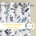 thumbnail image 6 of Grey Blue Botanical Kitchen Curtains Window Panels, Watercolor Spring Floral Summer Leaf Insulated Window Treatment Curtain, Grommet Curtains for Bedroom/Living Room/Bathroom, 2 Piece 52"Wx63"L, 6 of 8