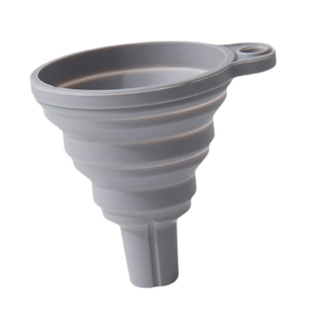 Embudo de silicona plegable de grado alimenticio para el llenado de botellas y transferencia de polvo. Gris