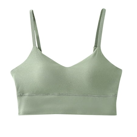 ATOYSOY Ribbed Tank Tops Sports Bra Everyday Bra Adjustable Yoga Activewear Breathable Push Up Bralette Teens Underwear Clearance Comfort Bra Wireless Seamless Tank Tops Green S