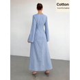 thumbnail image 2 of Blue and White Striped Cotton Maxi Dress with Elegant Belt Detail, 2 of 4