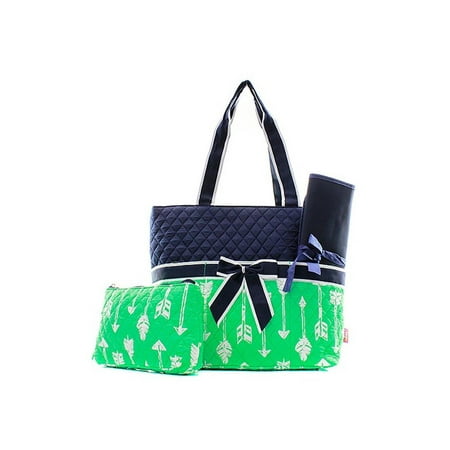 Quilted Diaper Bag 3 Piece Set Arrow Mint Navy By Quilted Diaper Bag 3 Piece Set Arrow Mint Navy By