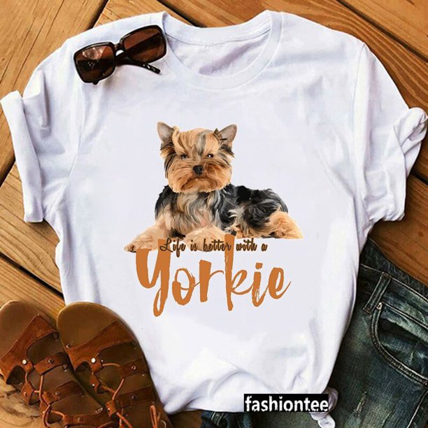 2022 Summer New Yorkie Mama Cute Dog Lover Dog Mom Gift Mother's Day Ladies T Shirt White Pink Ladies T Shirt Loose Comfort TopM Gao Jinjia LED