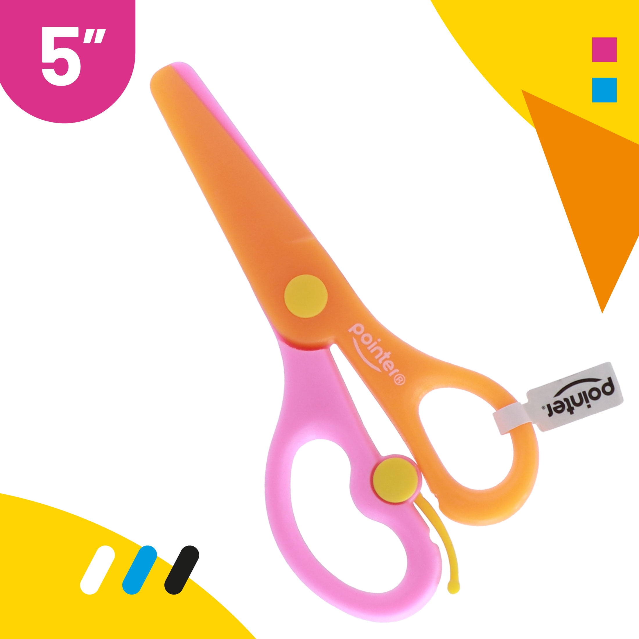 Pointer BlendColor Safety Scissors, 5 inch, Blunt Tip, ABS Plastic, Assorted Colors, 24 Count