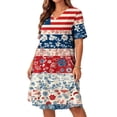 thumbnail image 6 of QUNYINEY Patriotic Women Summer Dresses 2026 Independence Day Midi Plus Size Short Sleeve A Line Dress Loose Fit V-Neck with Pockets Dresses, 6 of 8