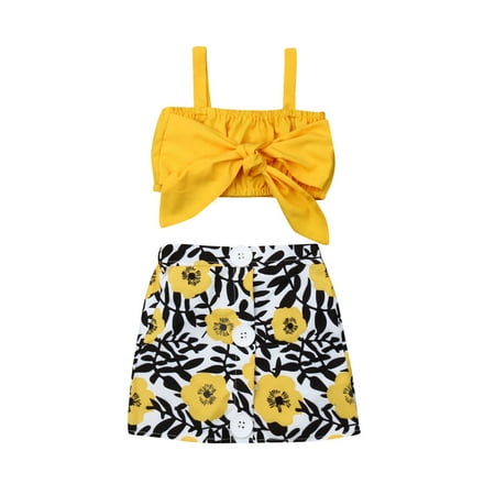 

Ma&Baby Toddler Baby Girl Clothes Cotton Crop Vest Tops Skirt Dress Outfits Set 0-4 Years