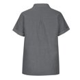 thumbnail image 6 of FAVIPT Linen Blouse Women Loose Fit Comfy Gauze Tops Short Sleeve Button Down Shirts Collared V Neck Plain Tees Casual Summer 2025 Top with Two Pockets Dark Gray,M, 6 of 8