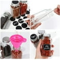 thumbnail image 2 of 48 Pack 4 oz 120 ml Clear Glass Spice & Salts Jars Bottles, Square Glass Seasoning Jars With Aluminum Silver Metal Caps and Pour/Sift Shaker Lid. 1 Pen,80 Black Labels and 1 Fold able Wide Funnel., 2 of 3