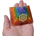 thumbnail image 2 of 7 Chakra Onyx Crystal Orgone Pyramid, Organite Pyramid Flower of Life (Lotus), 2 of 2