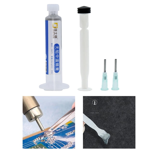 Dispensador de fundente de de soldadura, sin limpieza, sin , a baja temperatura, funde 35G, previene eficazmente las fallas de impresión y Sn64 Bi35 Ag1 perfecl Fundente de pasta de soldadura