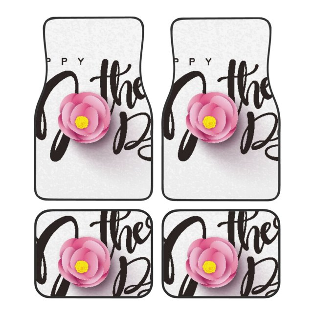 Balery Happy Mother's Day (3) Juego de 4 Alfombrillas para Auto, Revestimientos de Caucho Resistente, Diseño Antideslizante