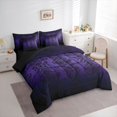 thumbnail image 3 of Homewish Retro Victorian Flower 7pcs Bedding Comforter Set,Vintage Damask Queen Bedding Sets,Purple Black Queen Sheet Sets For Men Women,,Lightweight Room Decorative Reversible, 3 of 8