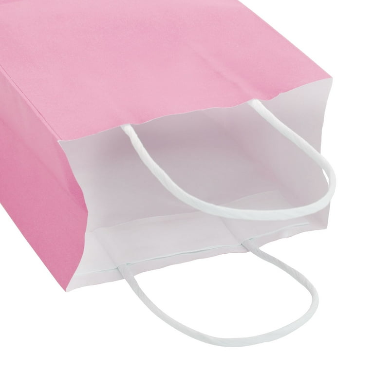 20 Pack Small Paper Bags w Handle & Tissue Paper for Gift Hot Pink  7.9x5.5x2.5”