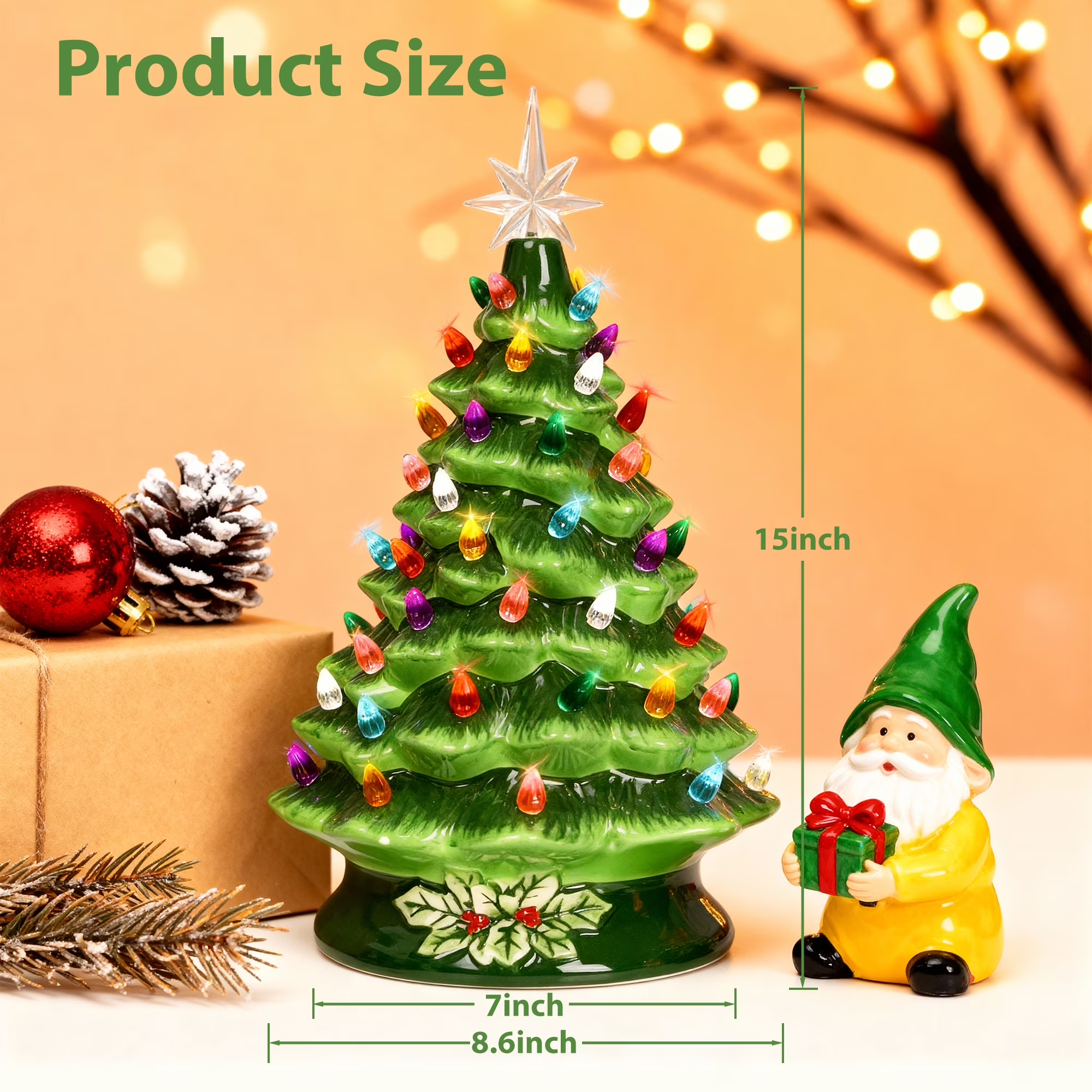 Sugift 15-Inch Pre-Lit Ceramic Tabletop Christmas Tree photo 6