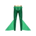 thumbnail image 4 of Eandarui Men's Mermaid Pants King of The Seas Costume Metallic Shiny Ruffled Tulle Trims Leggings Green S, 4 of 7