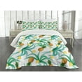 thumbnail image 3 of Ambesonne Hawaii Quilted Bedspread Set 3 Pcs, Botany Inspired Fruits, King Size, Jade Green Marigold, 3 of 5