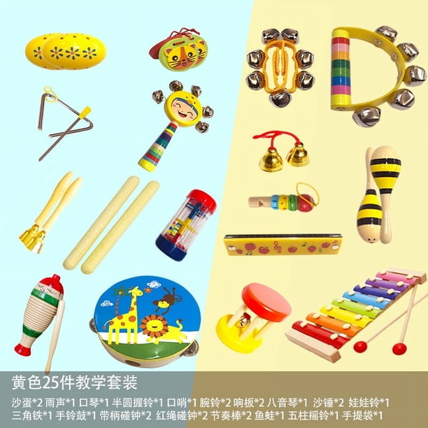 Juego de instrumentos musicales de 19 piezas, instrumento de percusión para niños, material didáctico para educación temprana, música para bebés y jardín de infantes