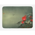 thumbnail image 1 of Dragonfly Bath Mat, Traditional Japanese Painting with Lotus Blooms in Hazy Tones Asian Design, Non-Slip Plush Mat Bathroom Kitchen Laundry Room Decor, 29.5 X 17.5 Inches, Red Reseda Green, Ambesonne, 1 of 2