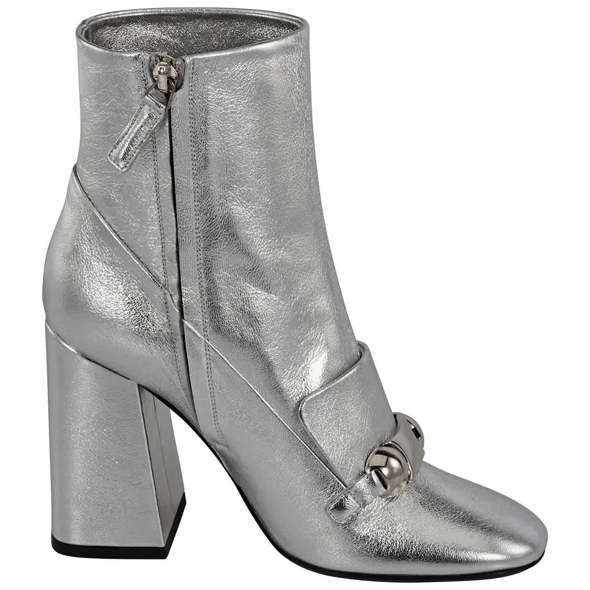 Burberry Ladies Silver Brabant Leather 