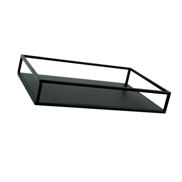 Rectángulo / licencia de Bandeja de Alambre de Hierro Cuadrado Adorno Organizador de Escritorio para Oficina en hogar Negro 30x20x5cm