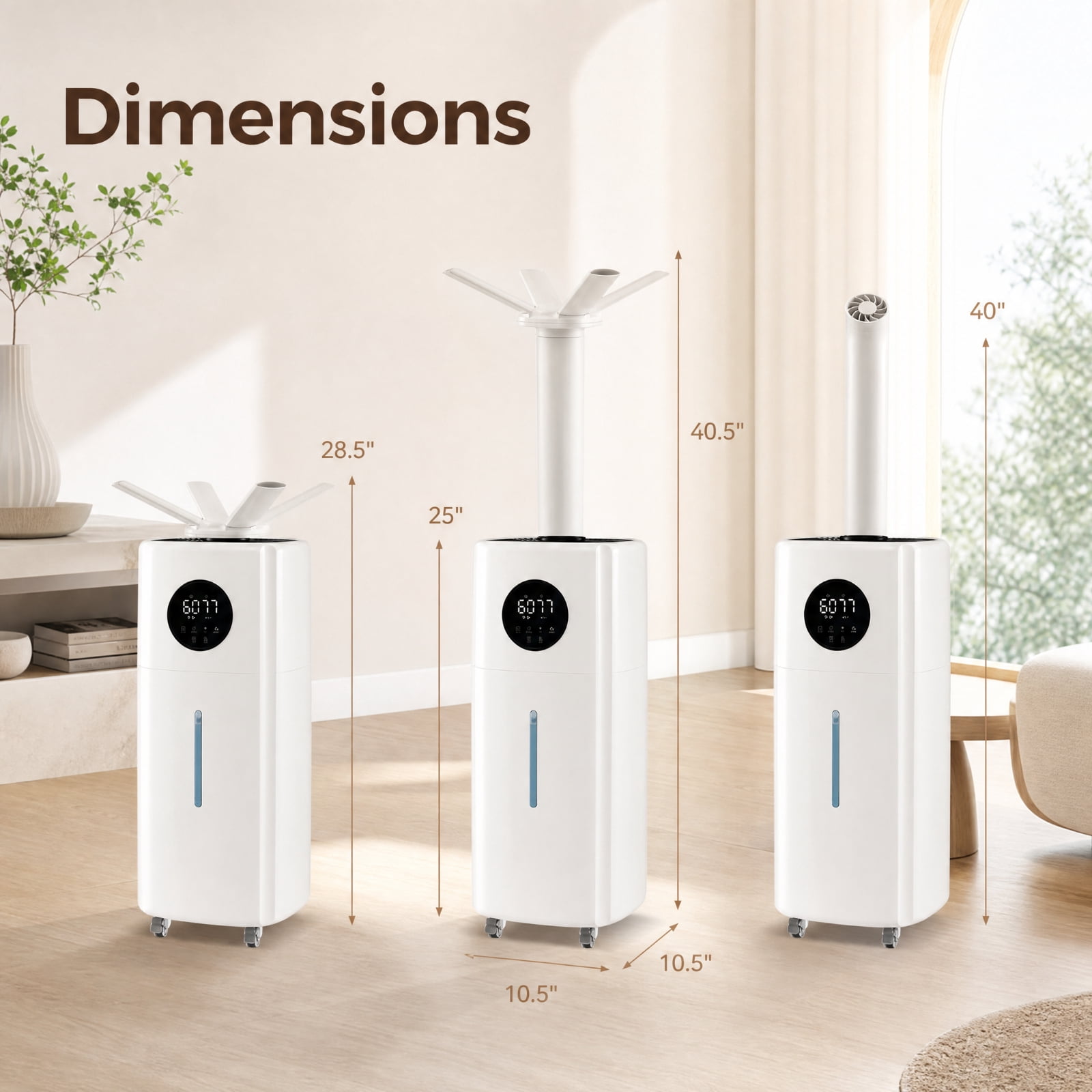 RUIE 5.5 Gallon Humidifier for Large Room, Cool Mist Humidifier for Home Bedroom with 360 Degree Nozzles and Wheels, Top Fill Humidifier with Remote and Timer, 2000 Sq Ft, White