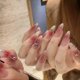 thumbnail image 2 of 24pcs Rose Print Press On Nails Long Pointed Head Sweet Style Artificial Nails, 2 of 4
