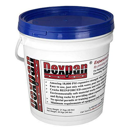 

Dexpan Expansive Demolition Grout 44 Lb. Bucket for Rock Breaking Concrete Cutting Excavating. Alternative to Demolition Jack Hammer Breaker Jackhammer Concrete Saw Rock Drill (DEXPAN44BKT3)