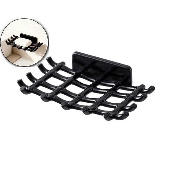 Soap Bar Holder for Shower Wall, Self Draining Soap Dish with Hooks, No Drilling, Bathtub Kitchen Sink Waterproof Adhesive Wall Mounted Dish