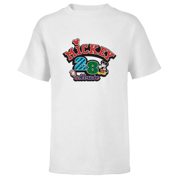 Disney Mickey Mouse 28 Varsity - Short Sleeve T-Shirt for Kids - Customized-White