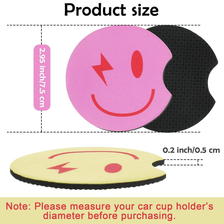 Smile Face Car Cupholder Coaster 6 Pack Absorbent Automotive Cup