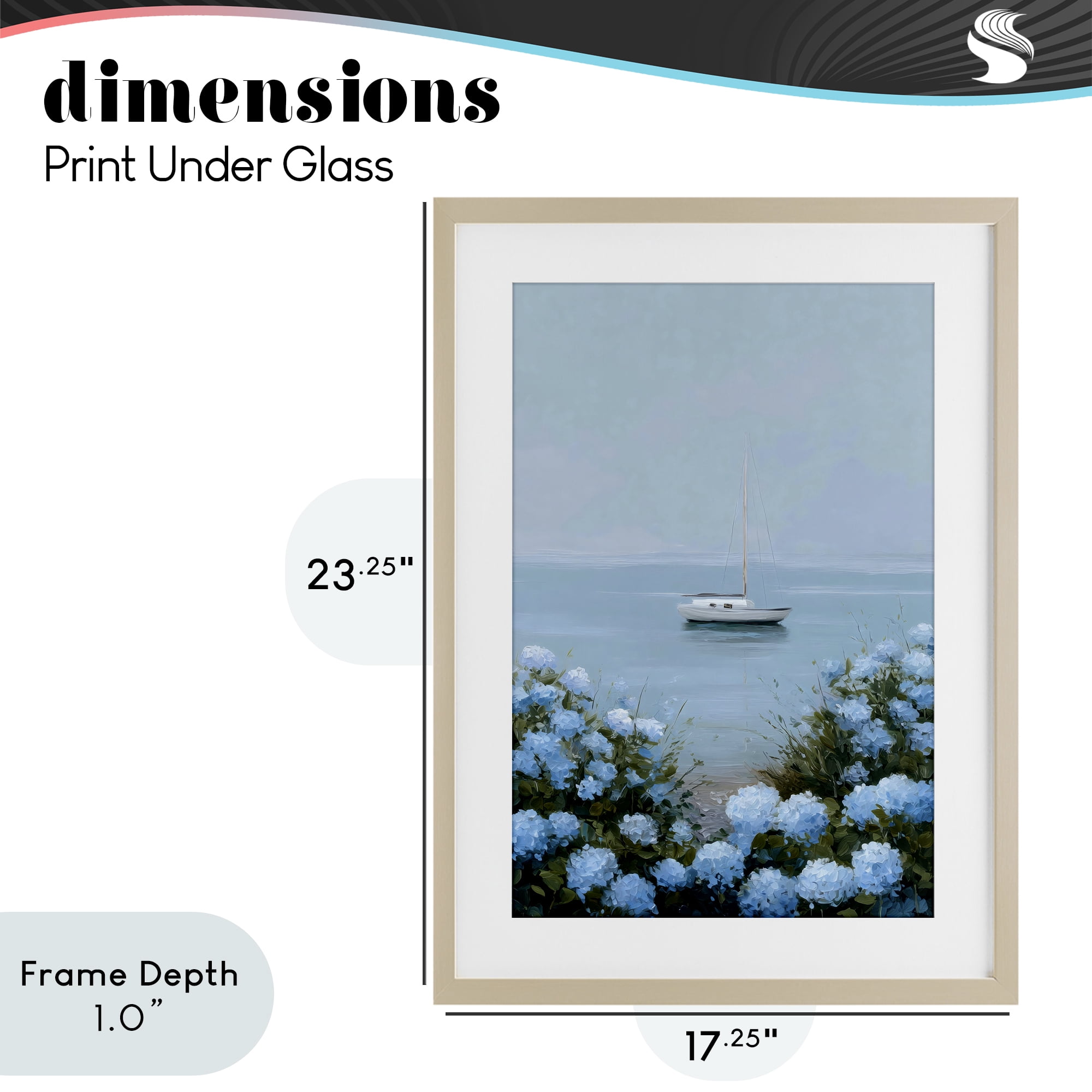 Stupell Industries Yacht in Floral Bay Birch Framed Print Under Glass, design by Petal Prints Design