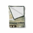 thumbnail image 2 of Nautical Soft Flannel Fleece Blanket, Anchor Print in Ocean Waves with Long Wooden Pier Cloudy Sky 3D Effect Print, Cozy Plush for Indoor and Outdoor Use, 50" x 70", Grey and Brown, by Ambesonne, 2 of 6