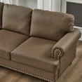 thumbnail image 5 of The Living Room 2+3 Seater Loveseat & Sofa in Modern Classic Design, Leather with Nails, Brown Imitation Cowhide, 5 of 11