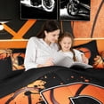 thumbnail image 3 of Homewish Cartoon Basketball Sport Bedding Comforter Set for Kids Boys, Black Orange Monogrammed D Twin Comforter Sets, Black Reversible, 2pcs, 3 of 7