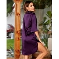 thumbnail image 4 of Women's Satin Nightshirt Button Down Sleepshirt Silk 3/4 Sleeve Nightgown Boyfriend Notch Collar Sleepwear S-XXL, 4 of 10