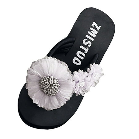 

knqrhpse slippers for women Fashion Flip- flop Slip-on Open Toe Flower Wedges Color Slipper Shoes womens slippers house slippers for women