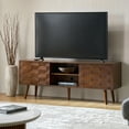 thumbnail image 3 of Modern 63" TV Stand for TVs up to 70" with Geometric-patterned Brown, 3 of 8