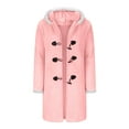 thumbnail image 4 of Fnooota Womens Christmas Jackets, Mid-length Flannel Lightweight Warm Winter Outerwear wtih Hood Pink Size S, 4 of 8