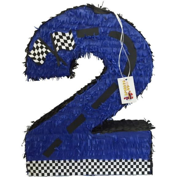 Blue Race Car Theme Number Two Pinata 20" Tall Racecar Party Start Your Engines