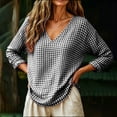 thumbnail image 6 of LEKWK Gingham Tops for Women Long Sleeve V Neck Plaid Tunic Top Casual Loose Fit Lightweight Shirt Fall Fashion Boho Dressy Vacation Outfits, 6 of 7