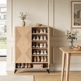 thumbnail image 2 of Fnova 6-Tier Modern Rectangular Cabinet, Side Cabinet with Adjustable Shelves, Shoe Storage, Geometric Pattern & Rebound System, Easy Assembly for Entryway, Hallway, Living Room, Bathroom, 2 of 16