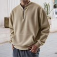 thumbnail image 3 of Men's Half Zip Pullover Hoodie, Casual Sports Sweatshirt, Loose Fit Unisex Fleece Top for Streetwear, Christmas, Fall Winter, Gym and Weekend Comfort Wear,Khaki,XL, 3 of 5