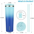 thumbnail image 2 of BJPKPK 34oz Insulated Tumbler With lid And Straw Stainless Steel Tumblers Travel Coffee Mug Reusable Thermal Cup,Sky, 2 of 6