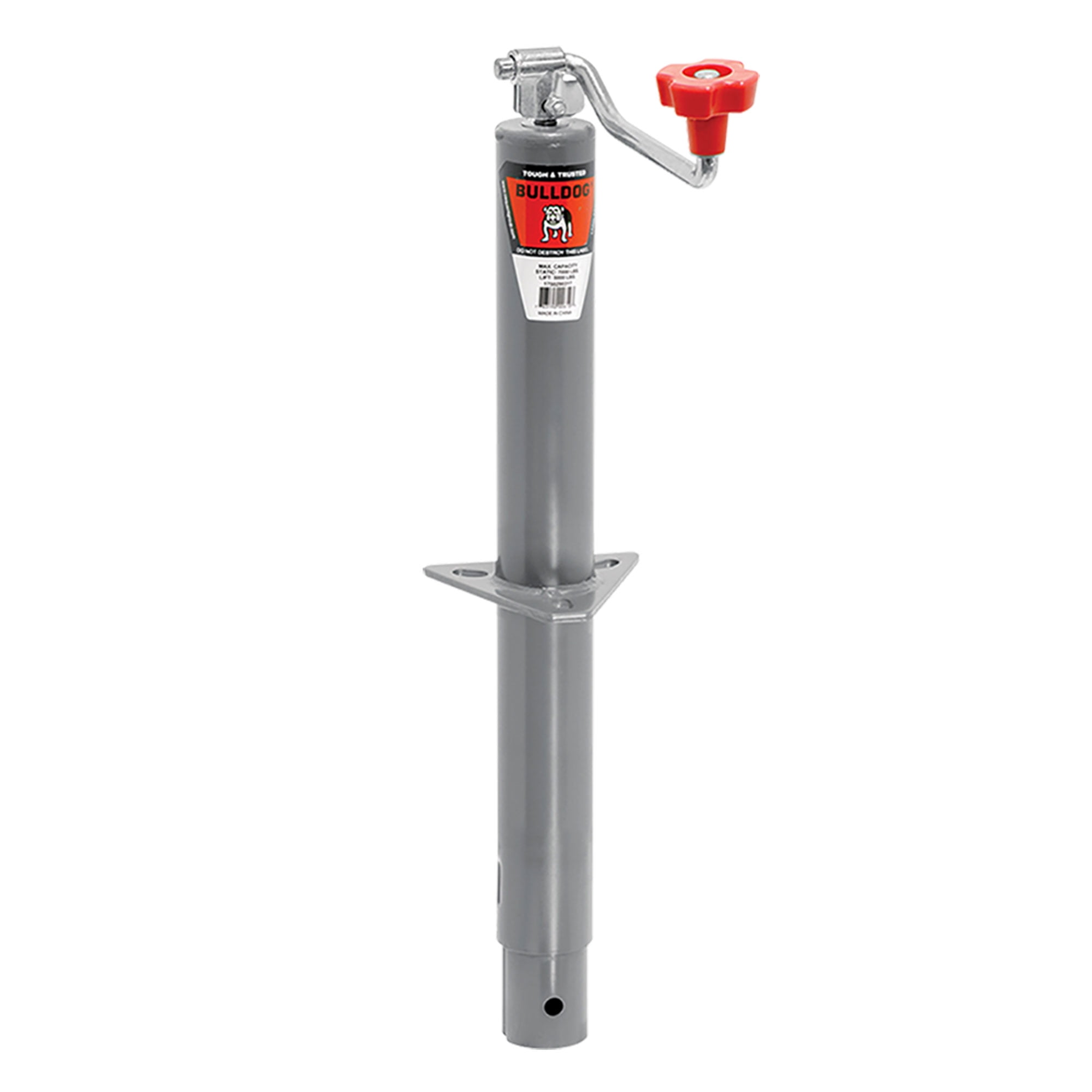 Bulldog 5000 Lb Lift Sidewind Swivel Square Tube Trailer Jack, 15